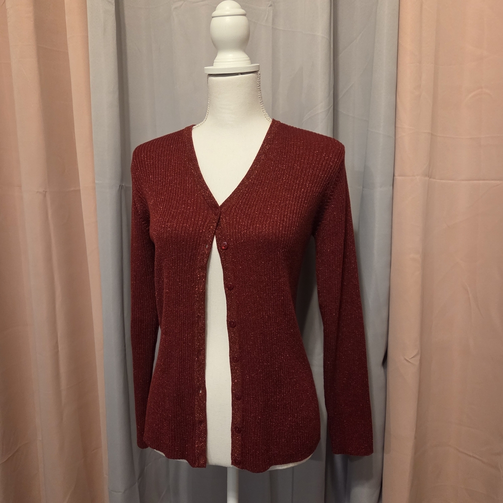 Style & Co. Burgundy Button-Up Cardigan